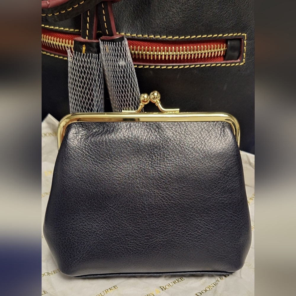 Dooney & Bourke Small Logan Drawstring W/ Kisslock, NAVY, NWT - Picture 9 of 10